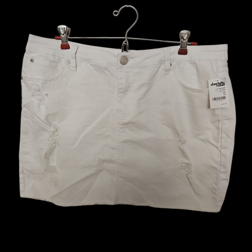 Charlotte Russe White Distressed Skirt